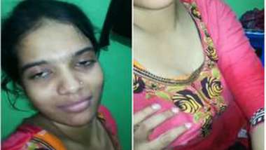 Modest Desi gal permits impudent boyfriend only to touch her XXX chest