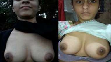 Female with Indian features allows young man to touch her XXX boobs